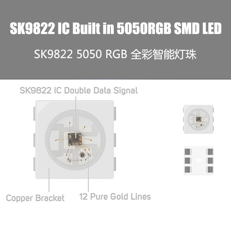 clock data 10x SK9822 RGB LED with Integrated SPI Controller